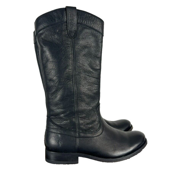 Frye Boot Women 6 B Black Melissa Tall Riding Leather Pull On Western Equestrian - Picture 1 of 10